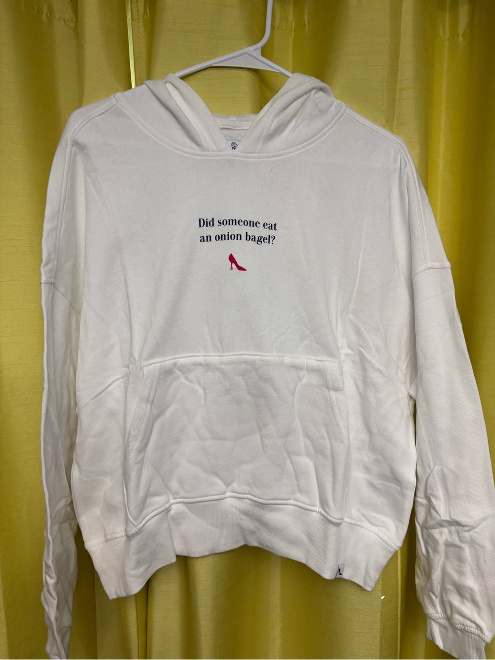 White Hoodie Sweatshirt with Red Accent - Women's Sweater devil wears Prada